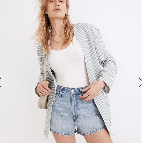 Madewell 100% Linen Collarless Blazer in Gingham Check - Picture 9 of 13